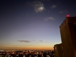 Moon and venus at sunset. Highland Beach, Florida.